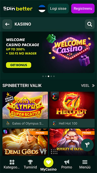 SpinBetter Casino Mobiil Eesti